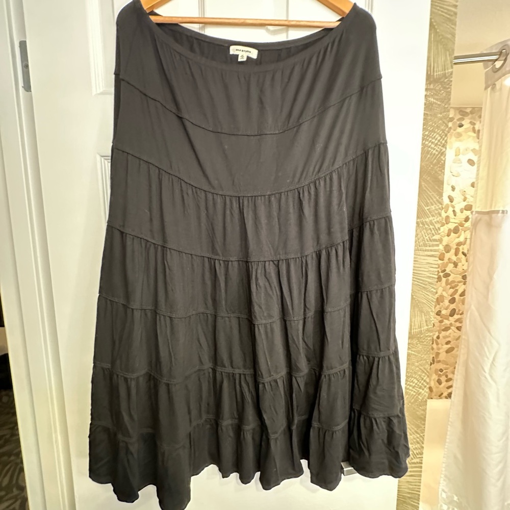 Max Studio Black A-Line Tiered Skirt